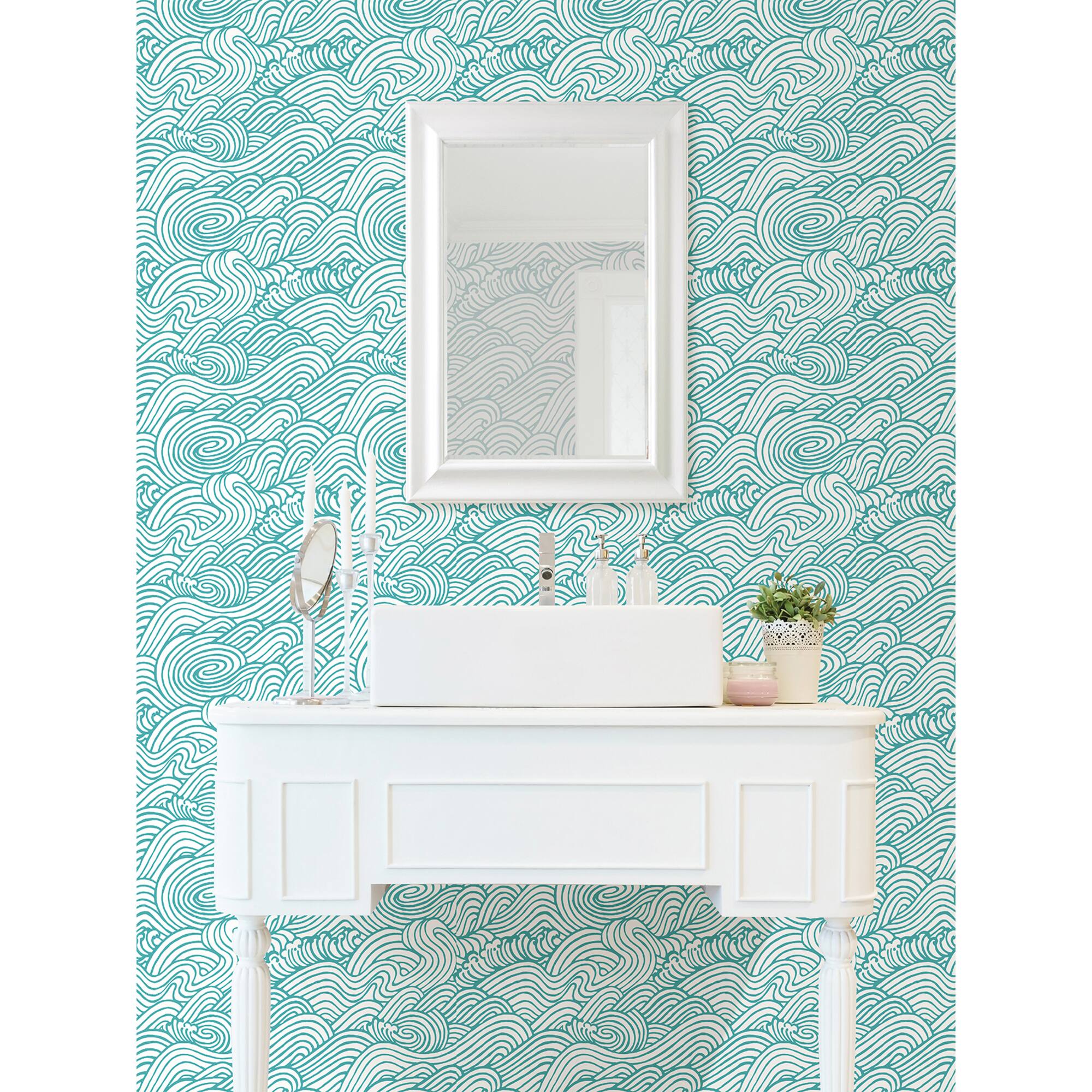 NuWallpaper Teal Saybrook Peel & Stick Wallpaper